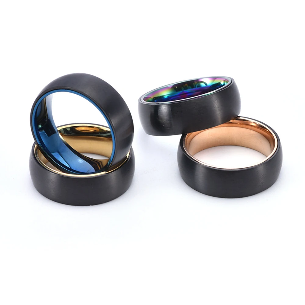 Rotating Titanium Steel Ring for Men Modern Minimalist 8mm Flat Brushed Finish Spinner Jewelry Anti-Allergy Wedding Gifts 2025