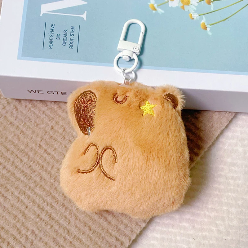 Porte-clés en peluche douce Capybara, pendentif de sac d'école, ornement d'écouteur, porte-clés pour couple, joli animal en peluche, beurre, cadeaux