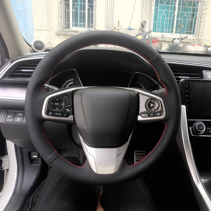For Honda 10th Gen Civic FC1 Custom Fit Full‑Wrap Hand‑Sewn Non‑slip Wear‑Resistant Car Steering Wheel Cover Steering Wheel Prot