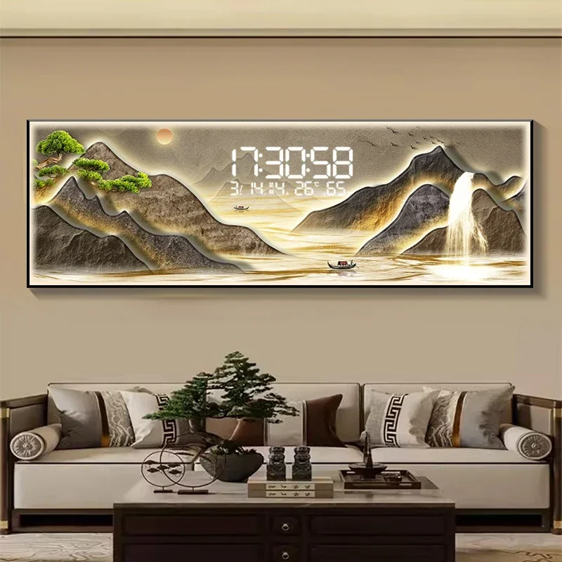 Temperature Date Wall Clock Design Light Office Living Room Clock Wall Digital Art House Bedroom Horloge Murale Home Decor