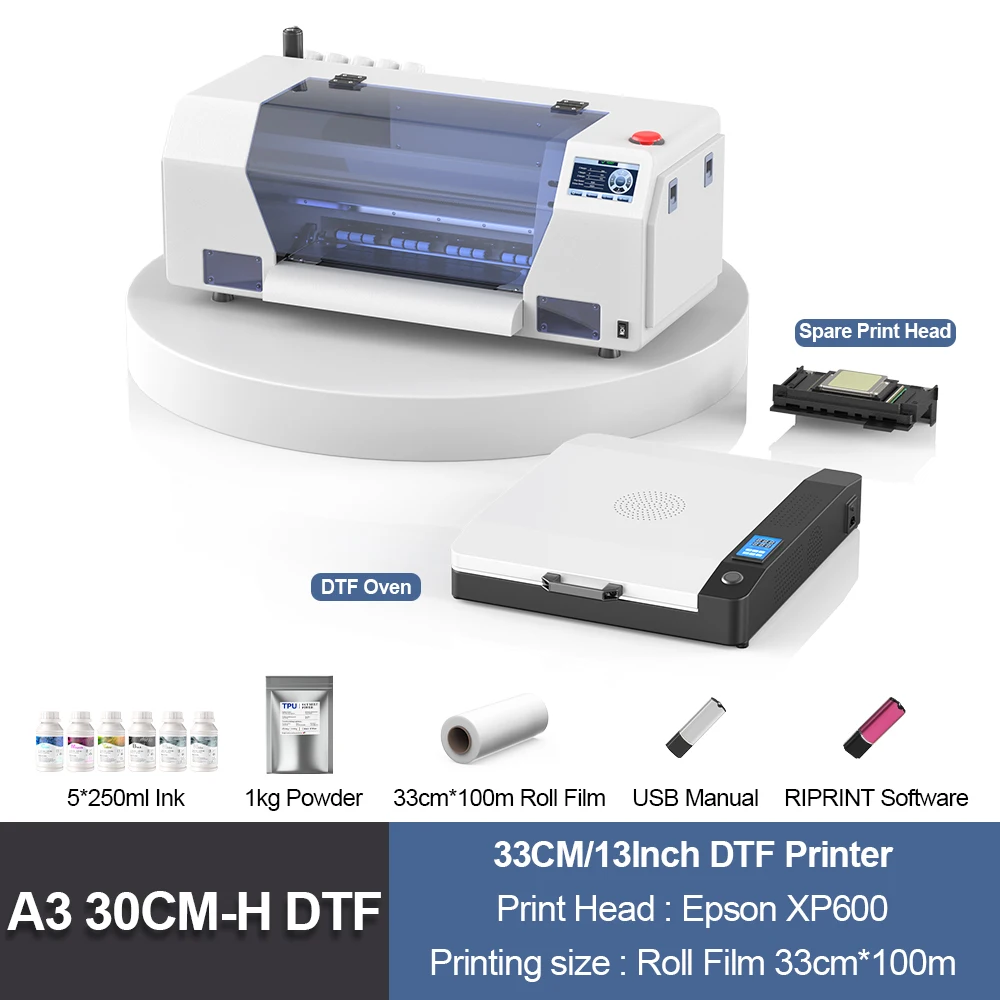 

Принтер для переноса DTF A3 + XP600 Принтер DTF Печатная машина для футболок с печью для отверждения 13-дюймовый принтер DTF для одежды, толстовок, джинсов