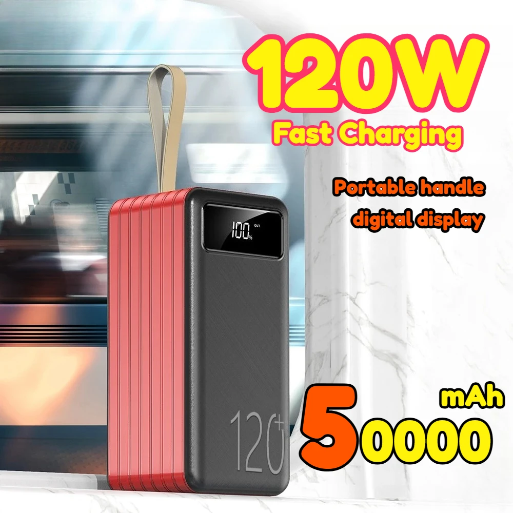 

120 Вт Power Bank с быстрой зарядкой 50000 мАч Портативная внешняя батарея большой емкости для IPhone Huawei Samsun Xiaomi