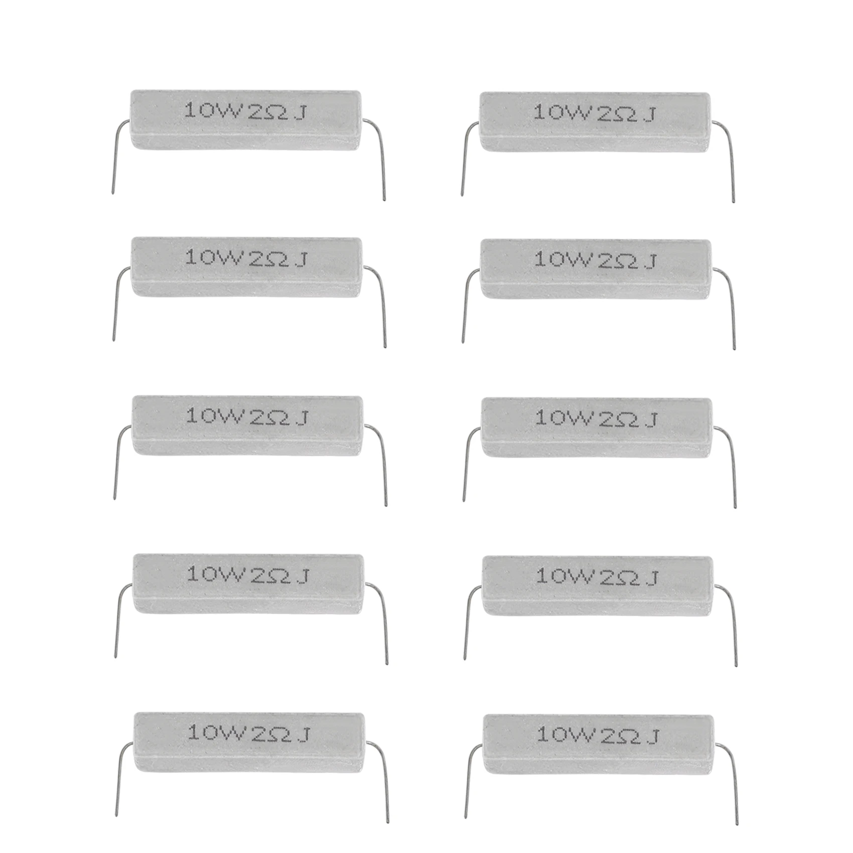 T36C 10 Pcs Wire Wound Ceramic Cement Resistor 2 Ohm 10W Watt