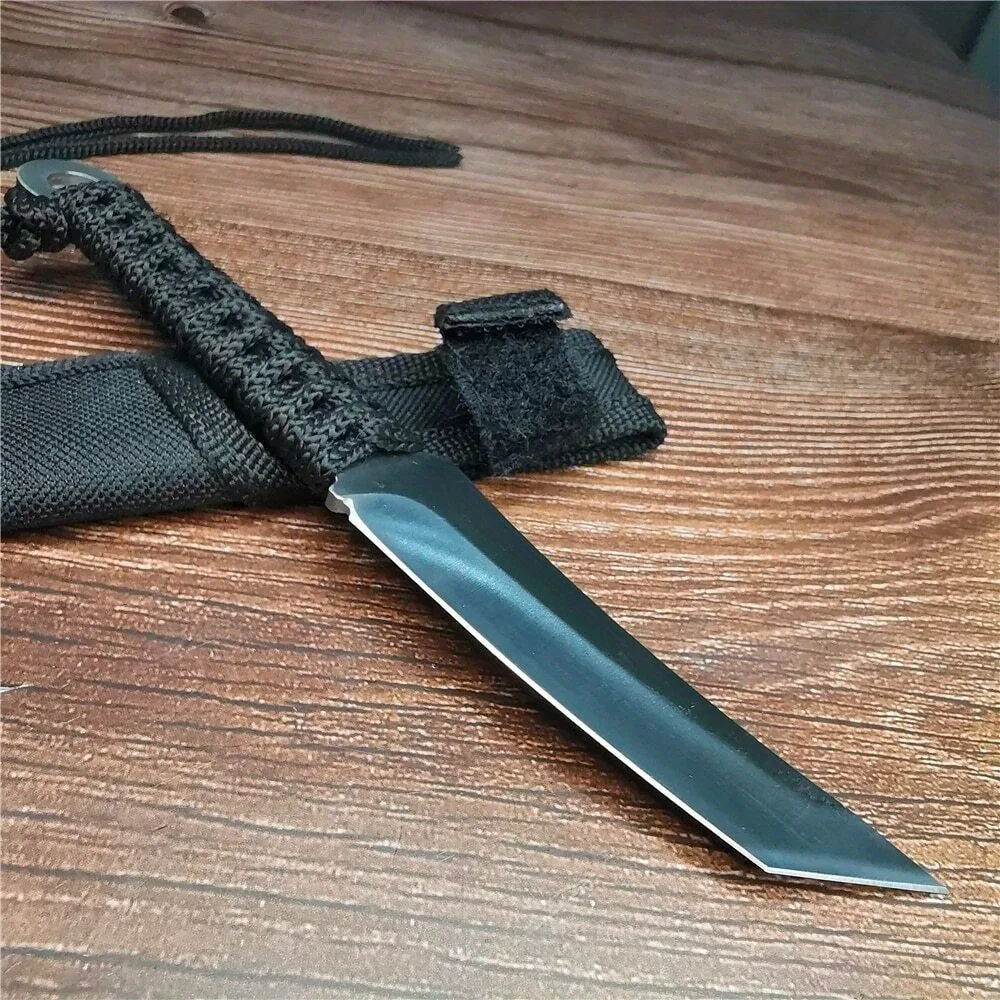 EDC Stainless Steel Outdoor Pocket Knife With Scabbard Sharp Camping Cutting Knife For Hiking Self Defense Survival Knife