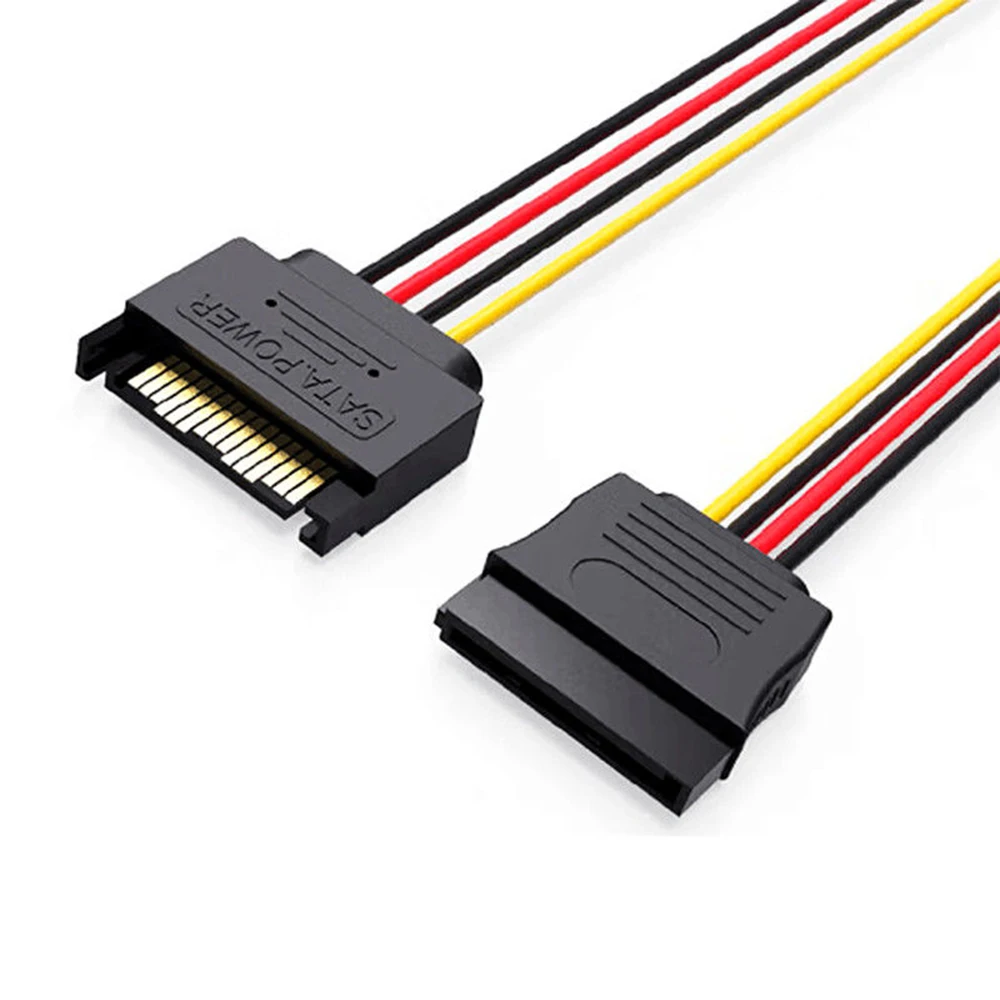 SATA 15pin Male to 2 x SATA 15pin Female Hard Disk Power Cable Serial ATA Y Splitter Dual Extension Cord Adapter Connector