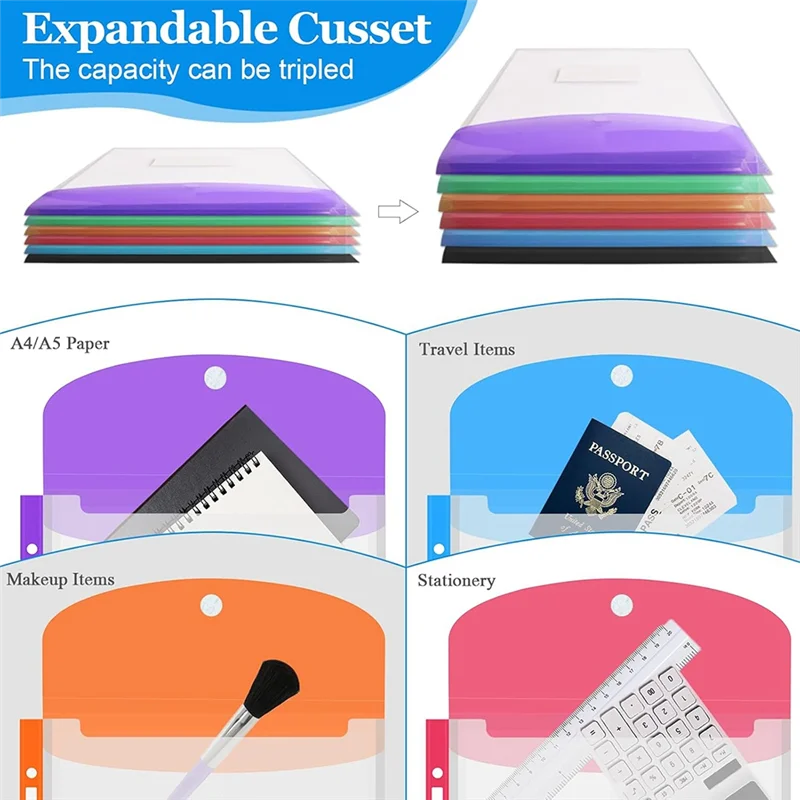 XB-For School Home Office Binder Pockets-24-Pack 11-Hole Design, Expandable With Snap Button& Label