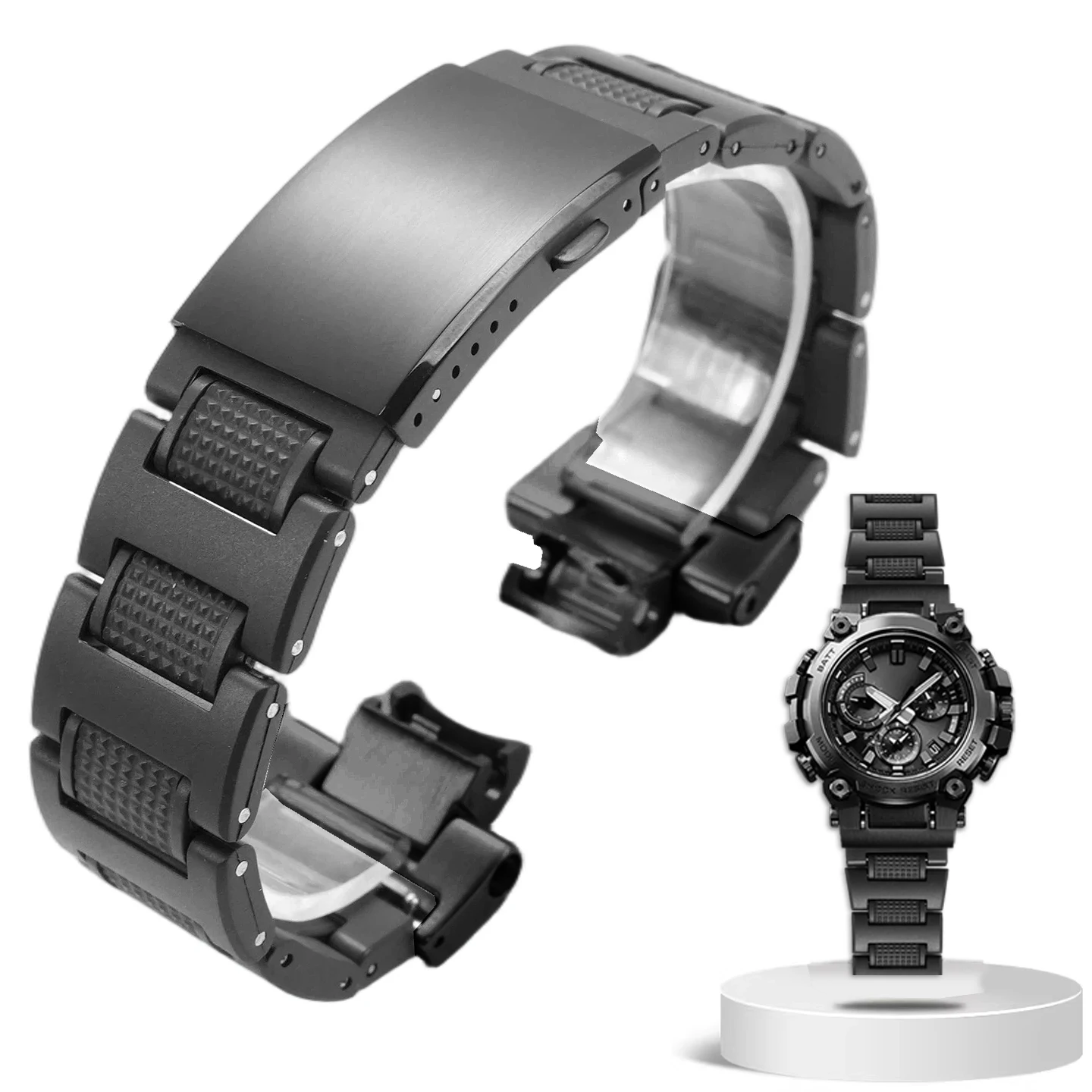 Durable, lightweight plastic-steel replacement watch band for Casio 5672, modified and upgraded for the MTG-B3000