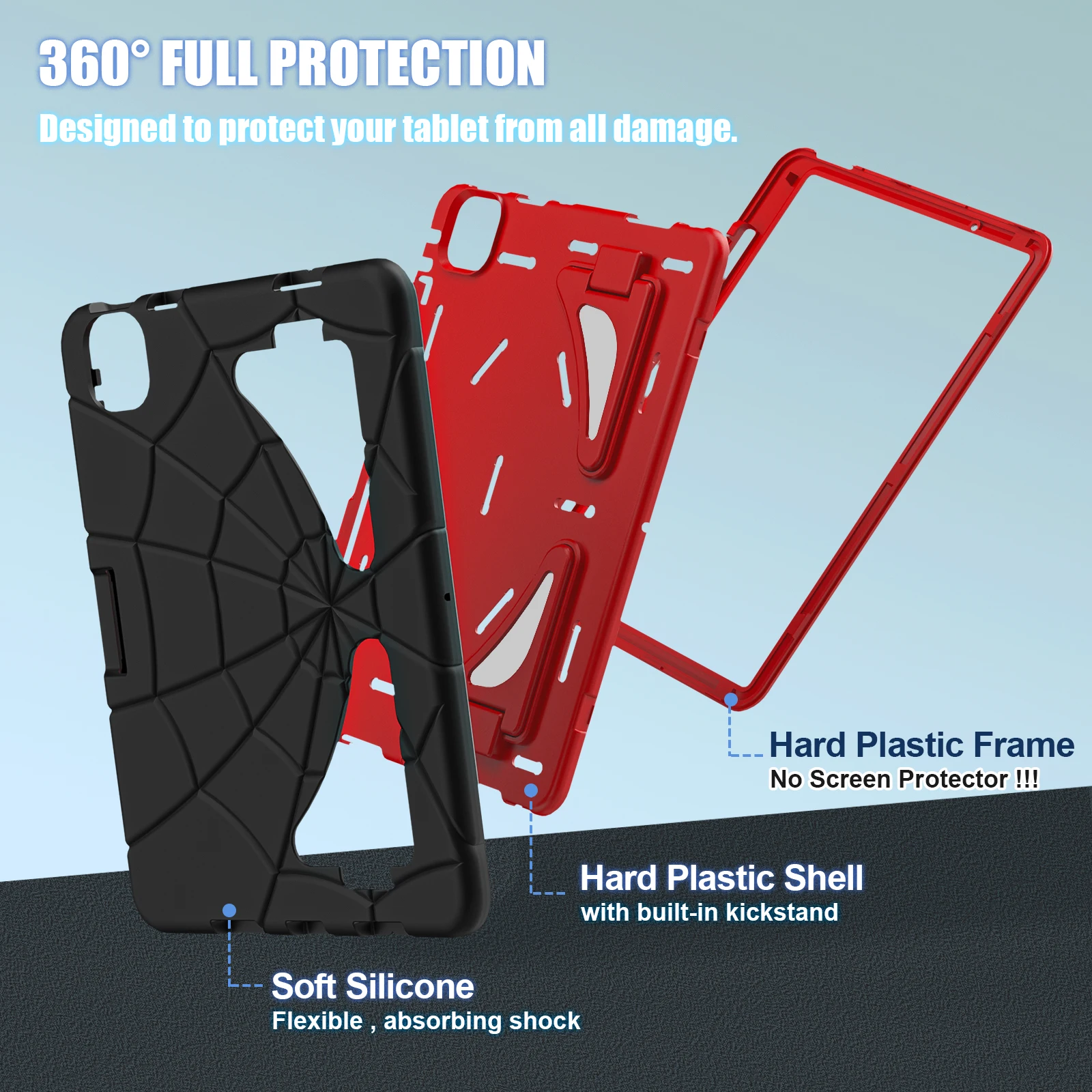 Rugged Stand Case Universal For iPad Air 11 2025 M3 2024 M2 A3266 A3267 A3270 A2902 A2903 A2904 Kids Hybrid Cover PC-Silicone