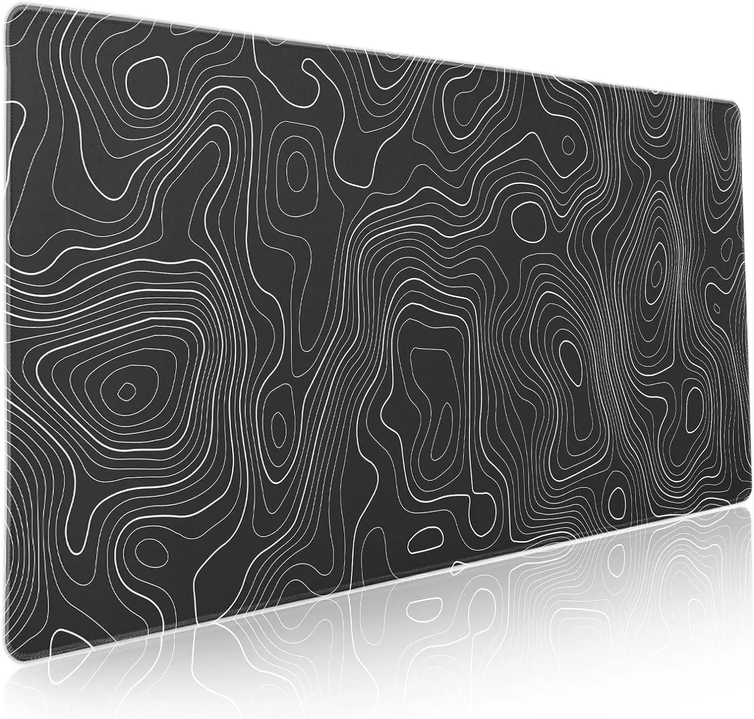 

Black Contour Mouse Pad Topographic Xxxl Mouse Pad Gaming Large Desk Mat Office Big Desk Pad Non-Slip Rubber Base Stitched Edge