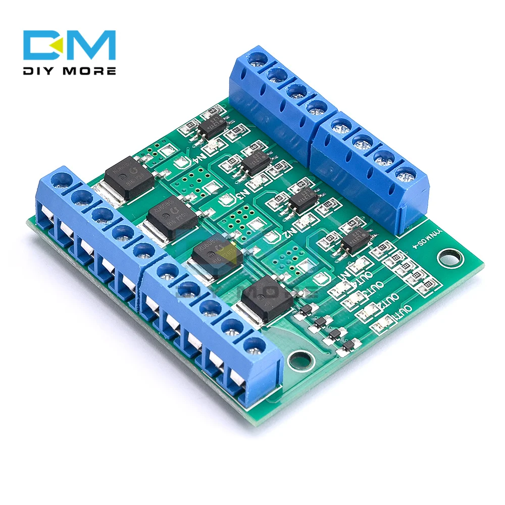 4 Channel MOS Optocoupler Isolation Drive Module DC 3-20V PLC Amplifier Circuit Board PWM 3-20V to 3.7-27V 10A