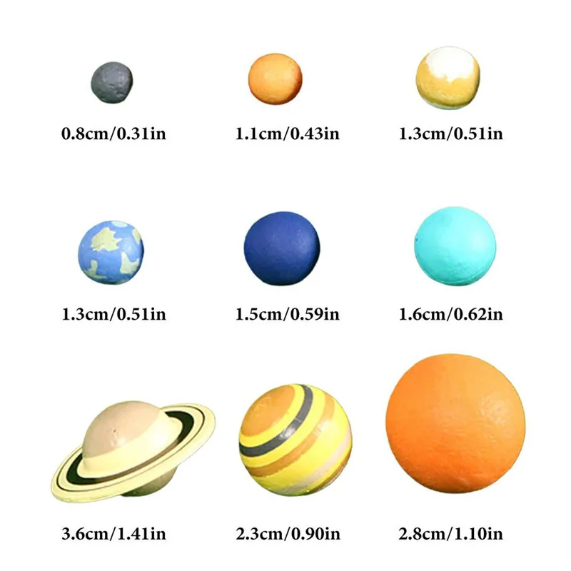 9PCS Eight Planet Balls Cosmic Planet Simulation Model Teaching Science Educational Toys Desktop Ornaments Creative Science Gift