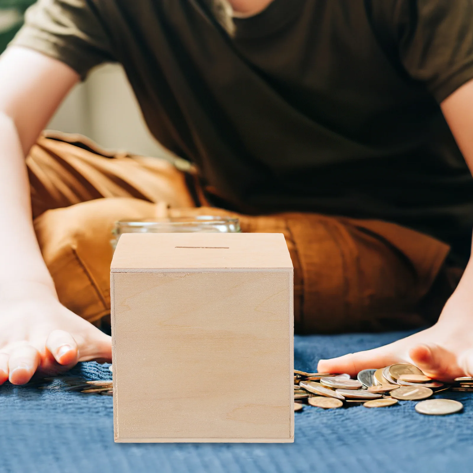 Banques d'économie d'argent en bois, 2 pièces, bricolage inachevé, conteneurs de changement mignons pour la décoration de la maison et le stockage de pièces de monnaie