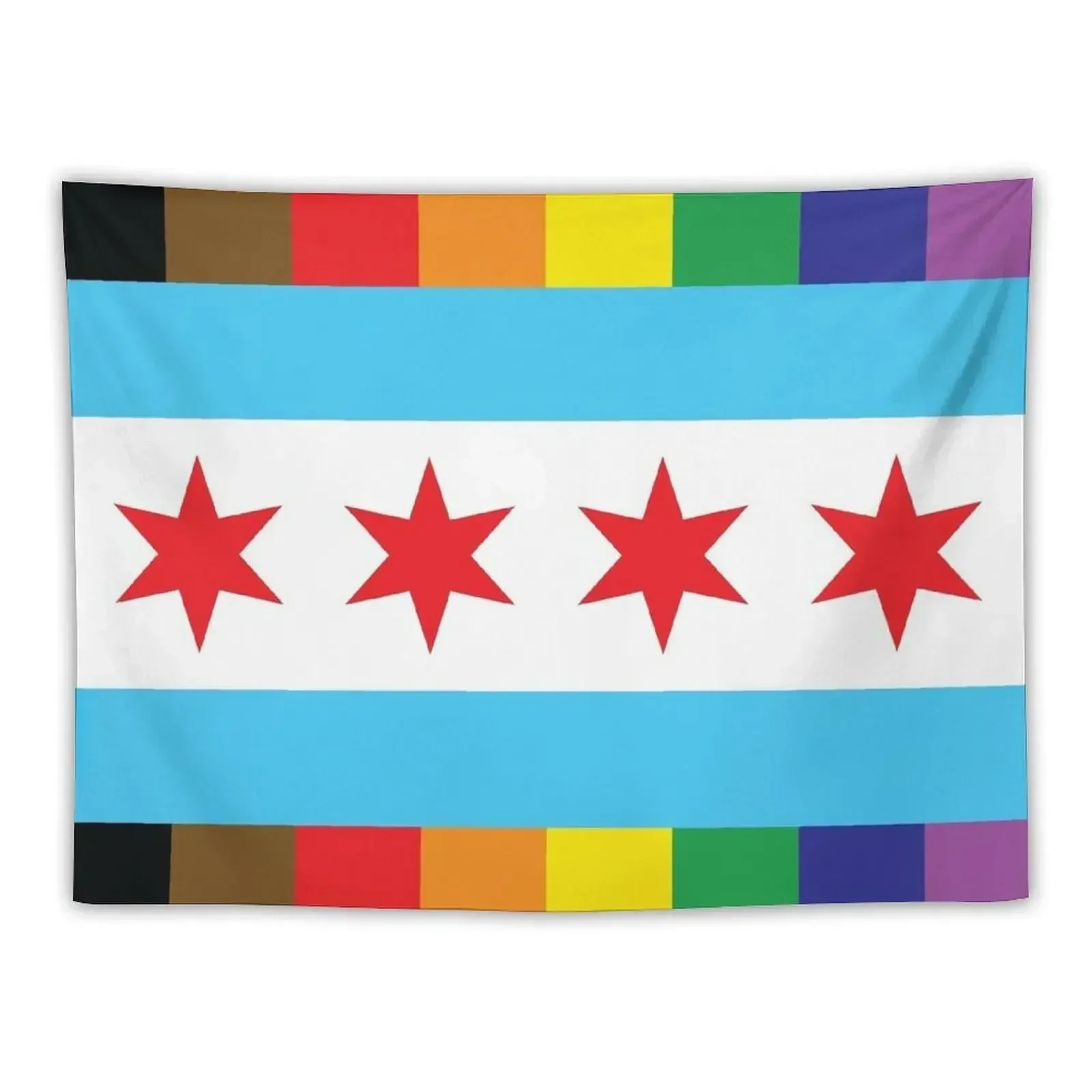 

Chicago Pride Flag (Rainbow Stripes) Tapestry On The Wall Wall Hangings Decoration Tapestry