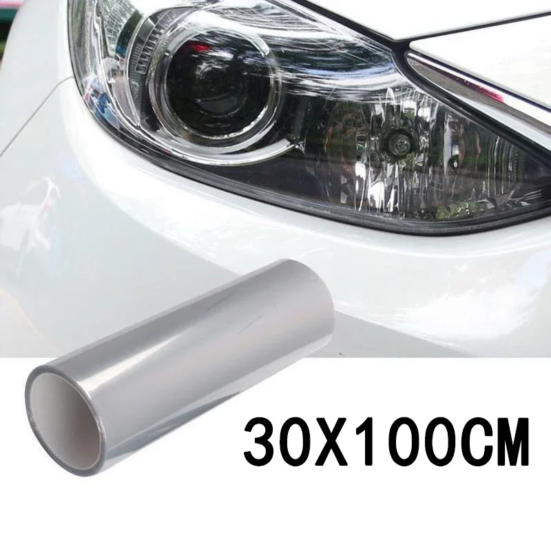 Car Headlight Protector Film Transparent Vinyl Wrap UV Protection Fit For Tail/ Head/Brake/Fog Light 1 Roll 100x30cm