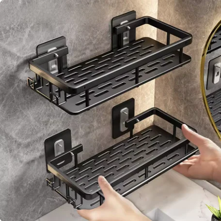 Saugnapf-Badezimmerregal, Toilettenregal aus Aluminium, Bohrfreies Hängeregal, Badezimmer-Organizer zum Aufhängen an der Wand