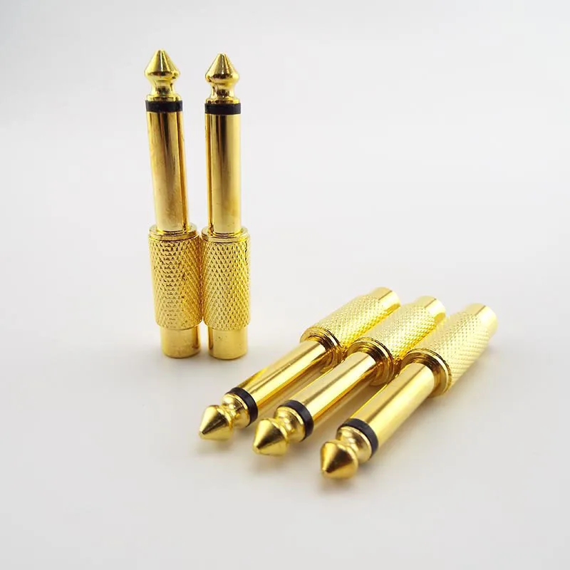 2 шт., аудио-адаптер с моно-штекером 6,35 мм 1/4 дюйма на гнездо RCA 6,5 мм на гнездо AV, золотой разъем TS для дома KTV L1