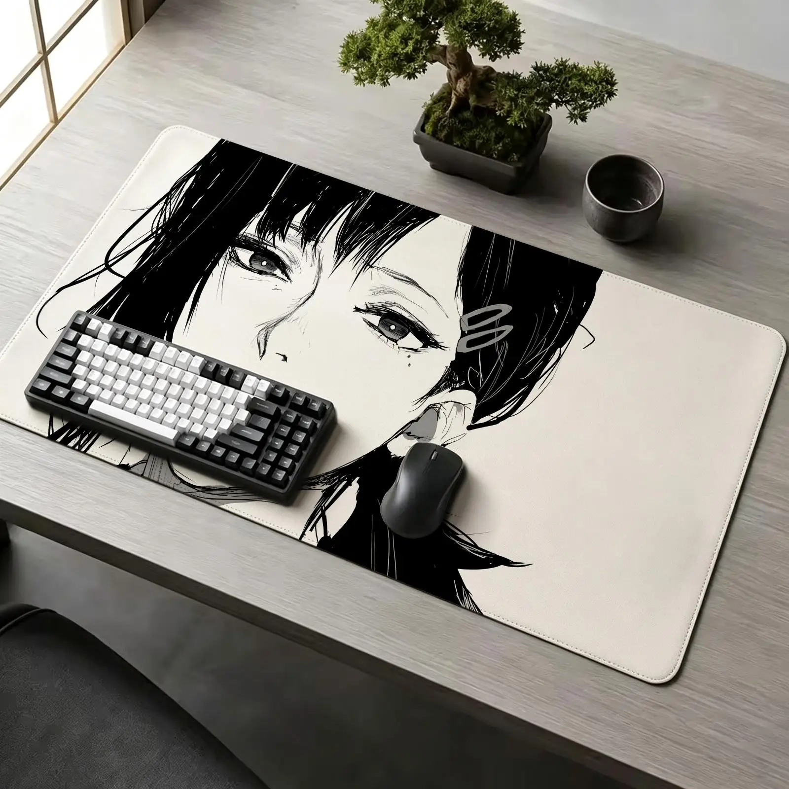 anime Chainsaw ManXXL Anime Gaming Mouse Pad,Stitched Wear‑Resistant Edge,Smooth Non‑Slip Mat for Desktop & Laptop Games