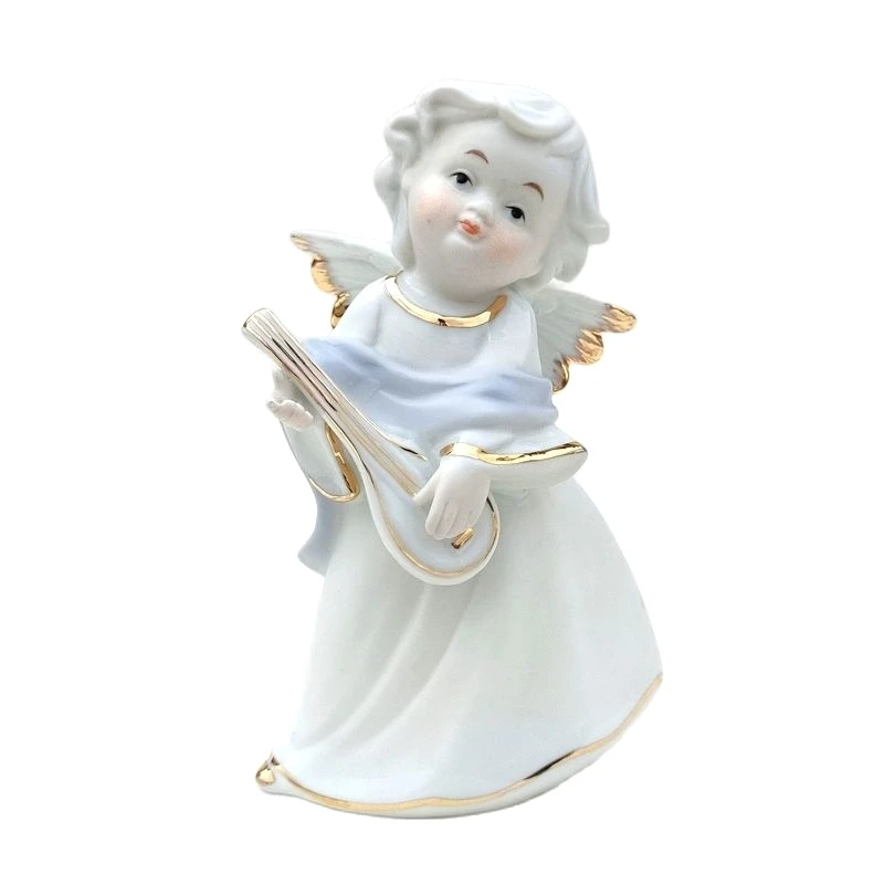 Imagem -05 - Porcelana Cantando Anjo Estátua Hino de Cerâmica Artesanal Escultura de Oração Ornamento de Música Decoração de Artesanato de Festival em Casa