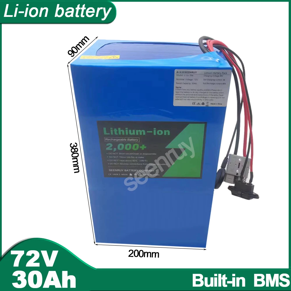 72V 30AH Li-ion With Charger Lithium Polymer Battery Perfect For 3000W 9500W Motorcycle Tricycle E-bike Electric Scooter