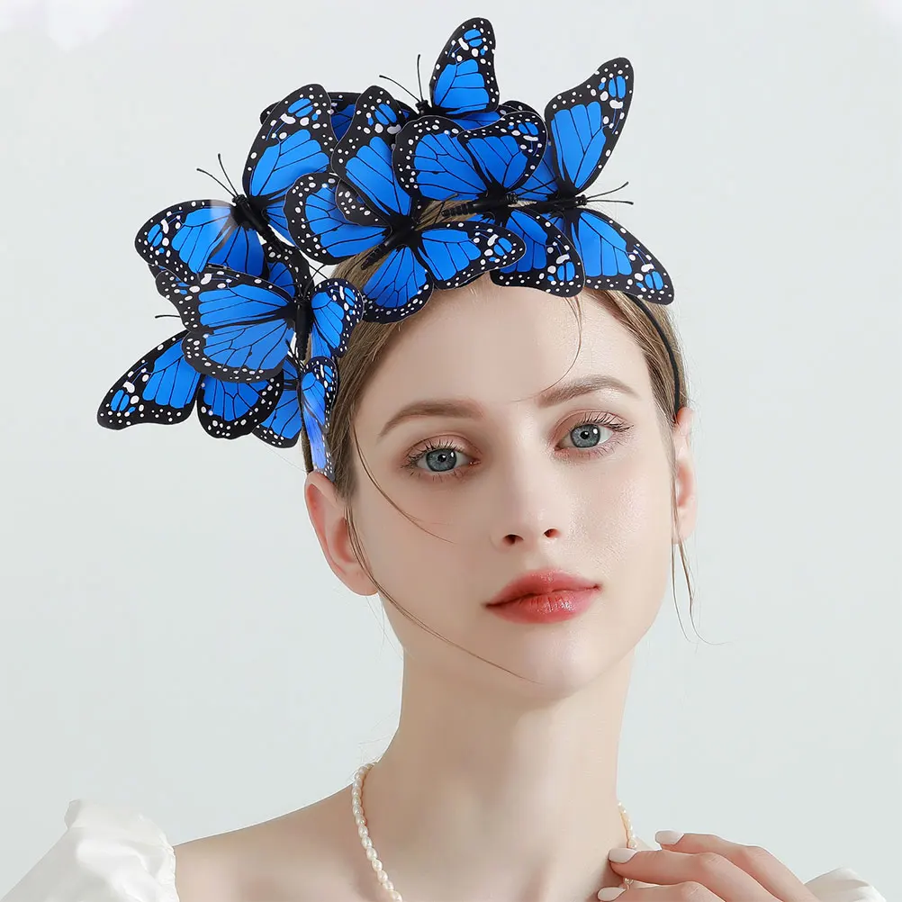 

2 Pcs Headband Butterfly Headbands for Girls Fascinator Headpiece Headwear Headpeice Clothing Headdress