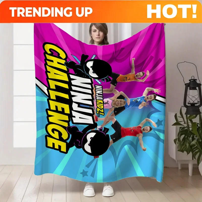 Custom 1pc NINJA CHALLENGE Themed Promotional Poster Printed Flannel Blanket - Suitable For Bed, Sofa, Couch, Travel, Camping, Q