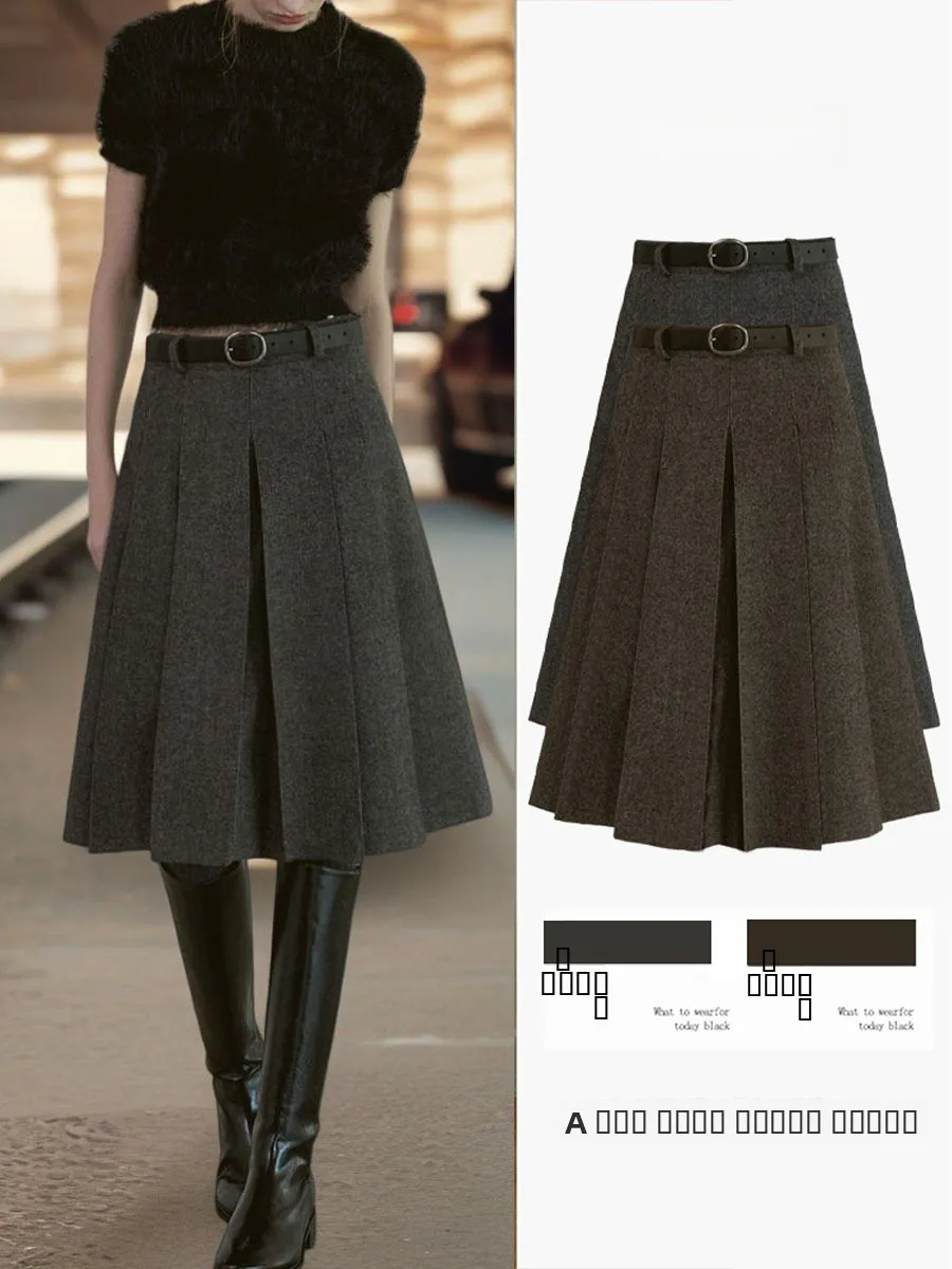 

Карамельная плиссированная юбка женская осенне-зимняя новая с высокой талией в корейском стиле, повседневная, для офиса, приталенная, А-силуэт