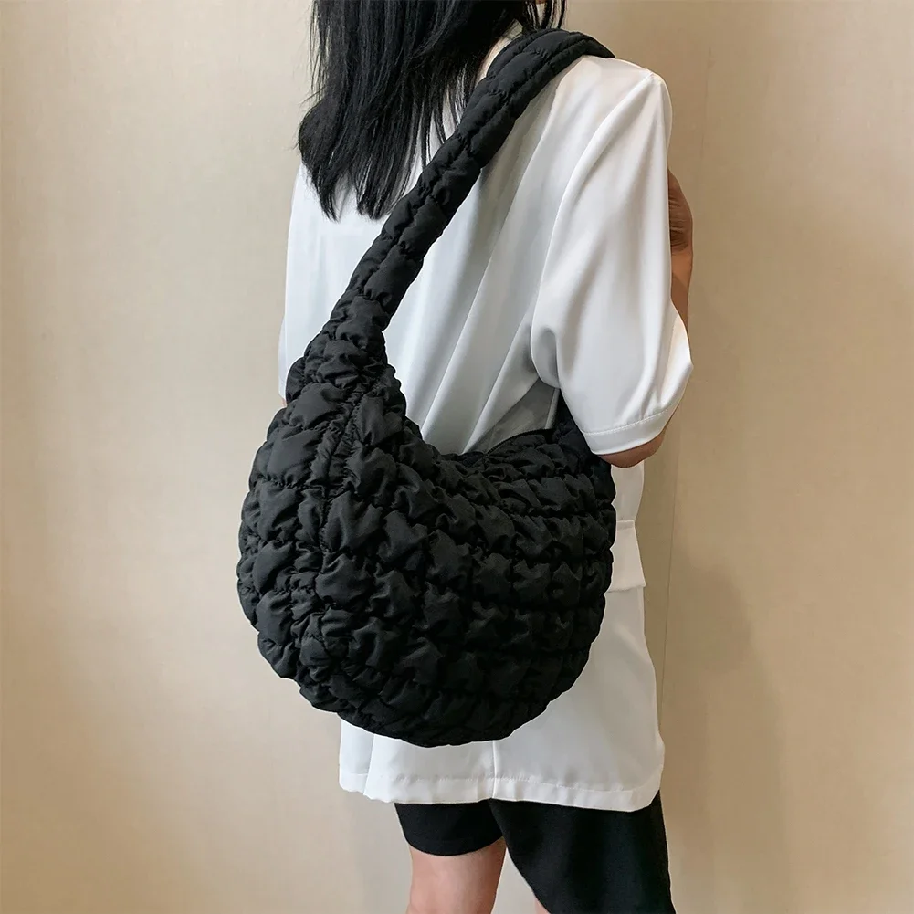 Women Quilted Shoulder Bag Large Cloud Handbag Hobo Designer Bag Ruched  Crossbody Bags Padded Bag Wallet Nylon Zipper Pocket