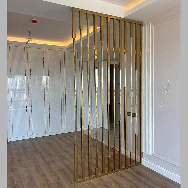 

Simple customization high quality modern folding stainless steel movable three-leaf screen partition home hotel