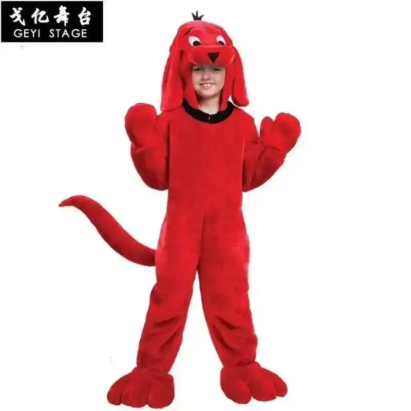 

The Anime Adult Cosplay Jumpsuit Costume Cartoon Unisex Big Animal Red Dog Mascot Kid Halloween Dress