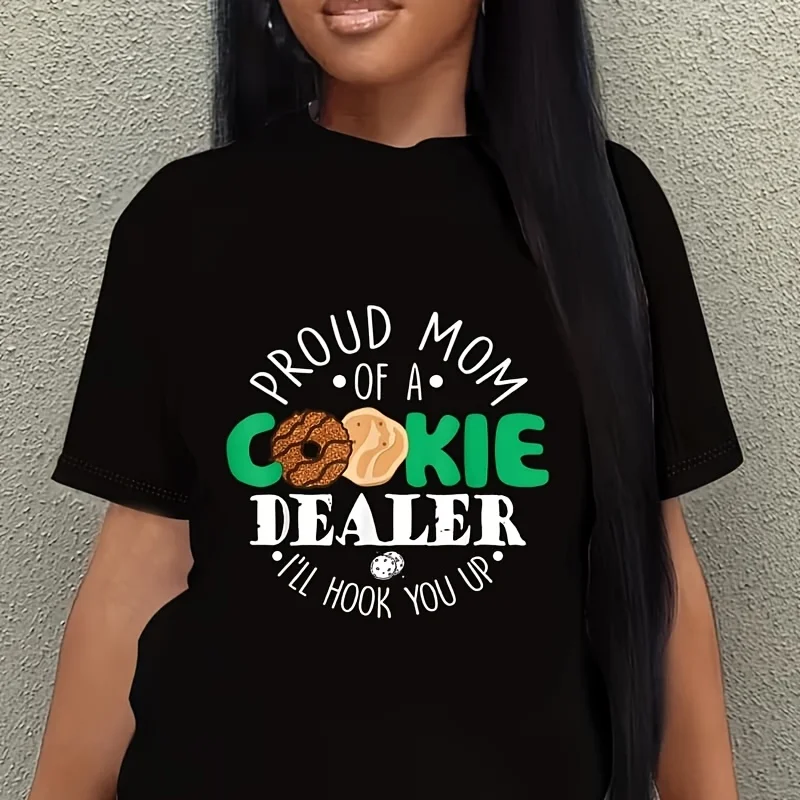 Proud Mom of a Cookie Dealer Girl Troop Leader Scout Dealer Women's Plus Size T-Shirt 100% Cotton 220g