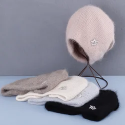 2022 NEW long Rabbit fur winter hat for women with Pear top quality hat autumn beanies Warm bonnet skullies fashion hat