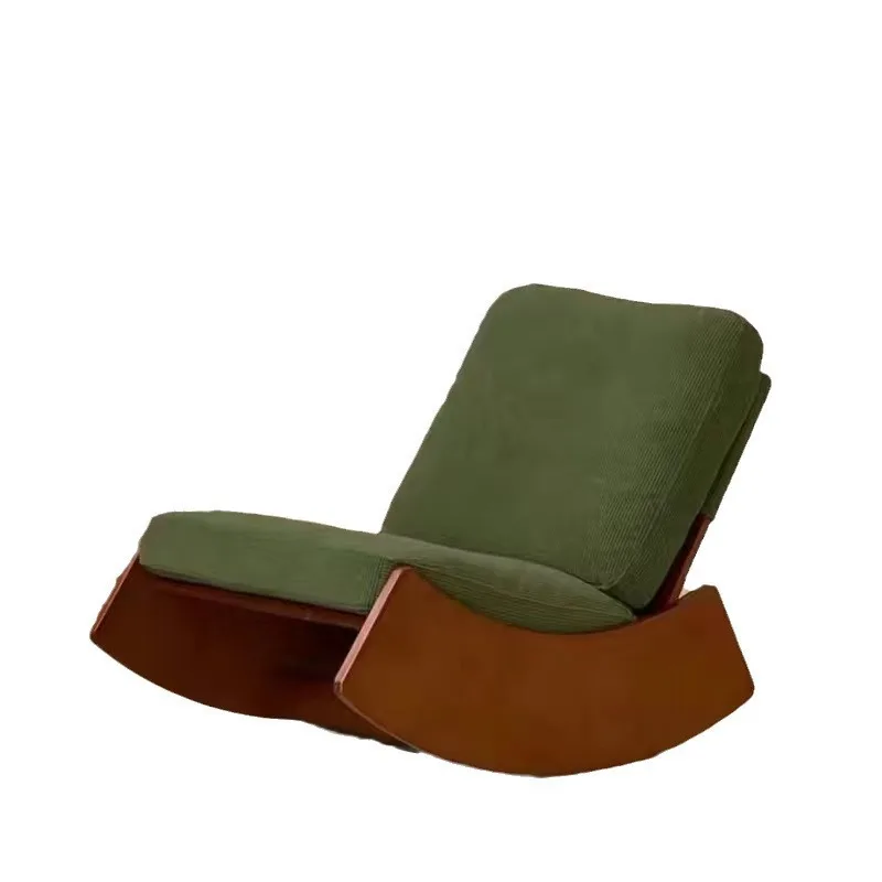

Retro solid wood sofa chair, living room home designer comfortable balcony leisure rocking chair