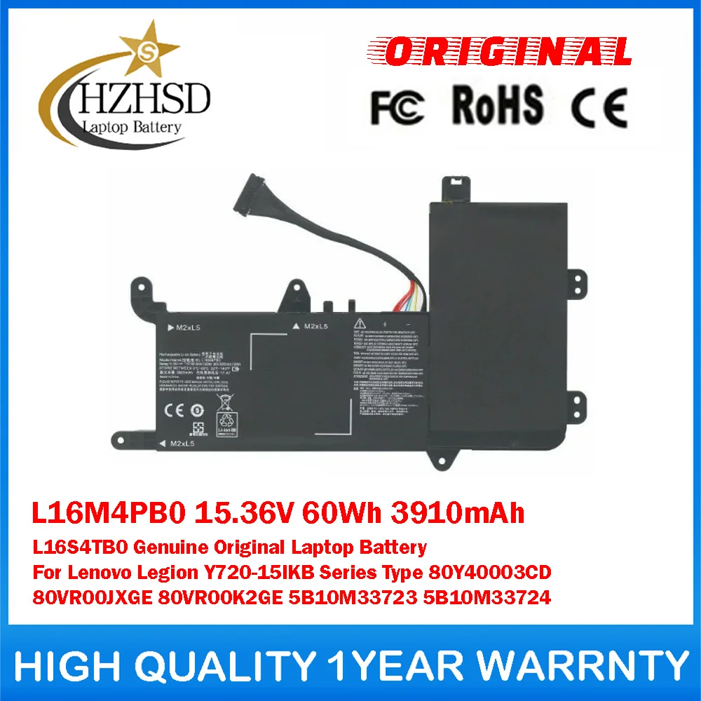 

L16M4PB0 15.36V 60Wh 3910mAh L16S4TB0 Genuine Original Laptop Battery For Lenovo Legion Y720-15IKB Series 80Y40003CD 80VR00JXGE