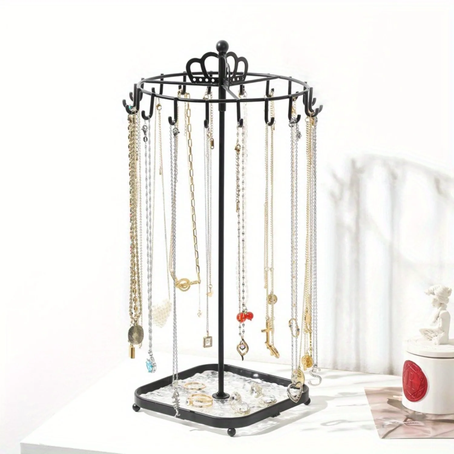 

1pc Crown Detachable Metal Jewelry Rack, Rotating Necklace Display Rack