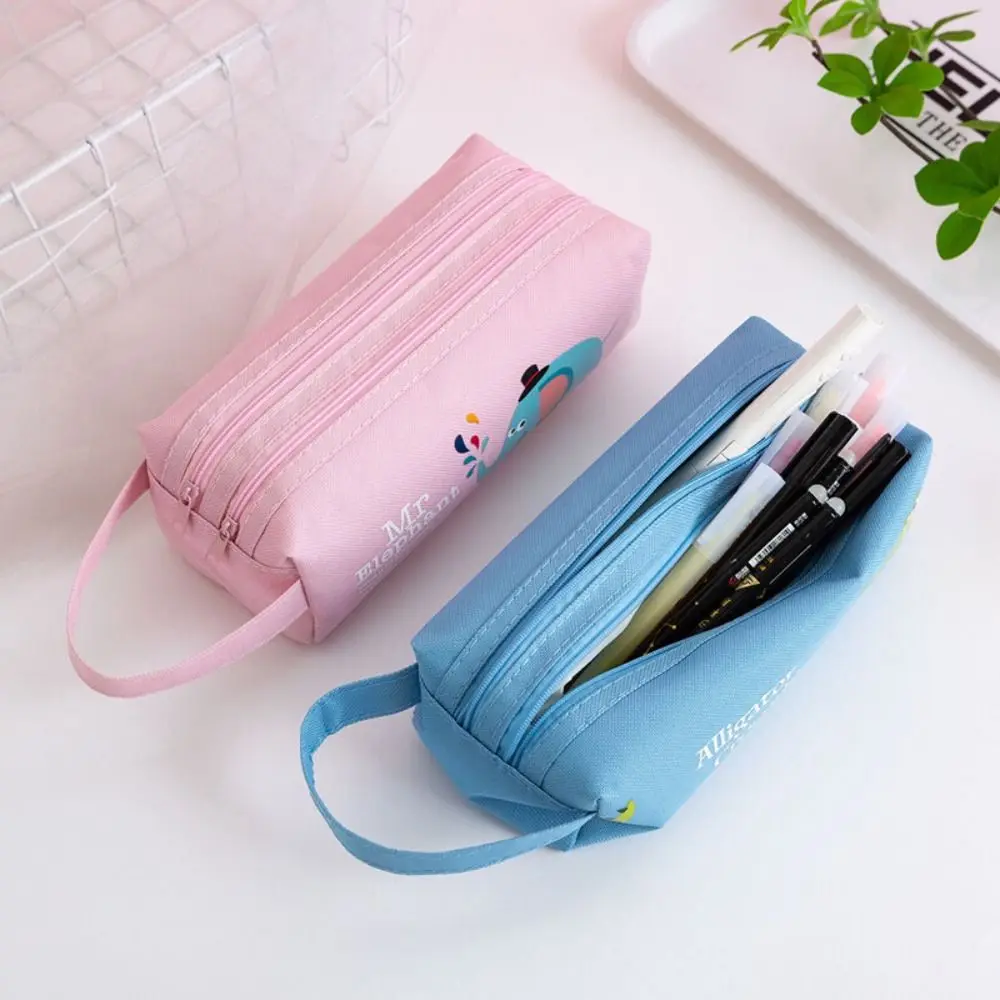 Neue Große Kapazität Stift Tasche Doppel-schicht Multifunktionale Bleistift Tasche Tragbare Cartoon Bleistift Fall Kind Schreibwaren