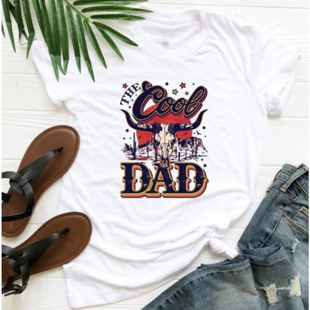 

Рубашка Cool Dad в западном стиле Крутая футболка для папы Подарки на день отца Футболка с принтом в ковбойском стиле Мужские футболки Летние футболки с коротким рукавом