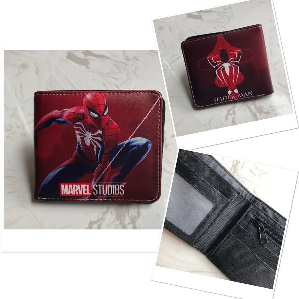 Hot Toys Marvel Spider Man Anime Cartoon Foldable Wallet Women Men Children Bank ID Card Holder Card Clip Bag Fans Gifts