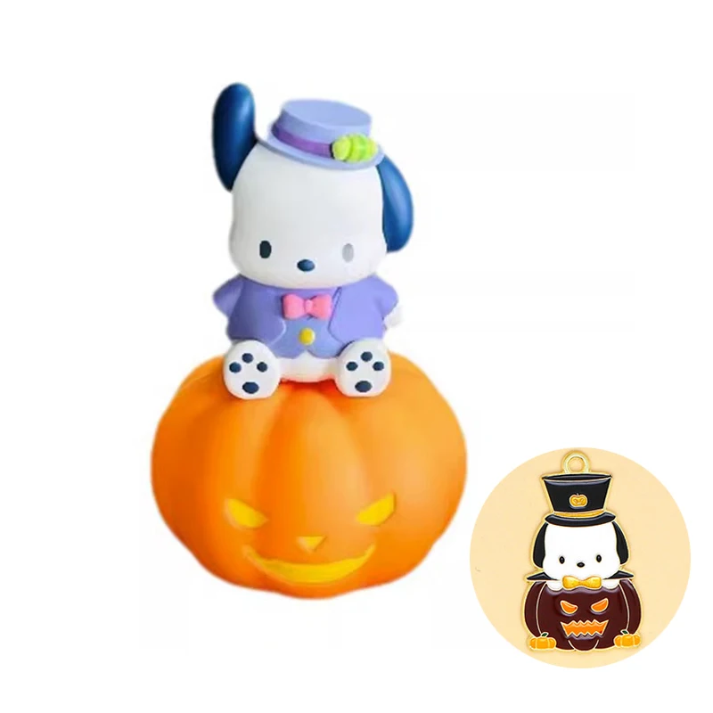 Neue sanrio halloween kürbis nachtlicht blind box kawaii handgemachte kuromi cinna moroll pochacco verzierungen für kinder geburtstag