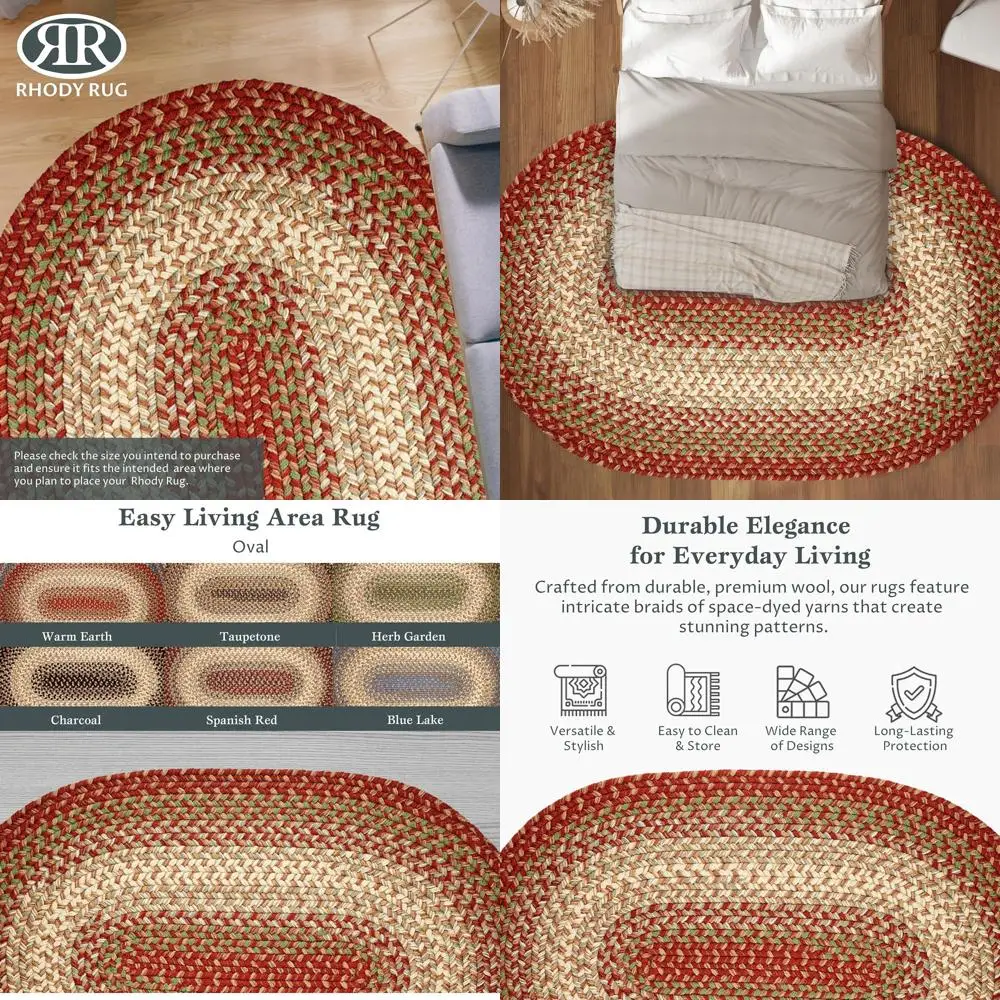 

Warm Earth 8' X 11' Oval Braided Area Rug, Home Decor, Floor Mat, Ideal For High Traffic Areas In Hallway And Living Room - Easy