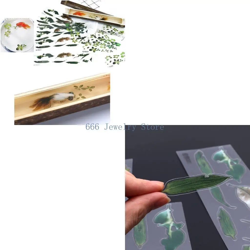 F2TD 5 uds hojas simulación lenteja agua pegatina decorativa resina UV ajuste molde DIY Micro paisaje funda