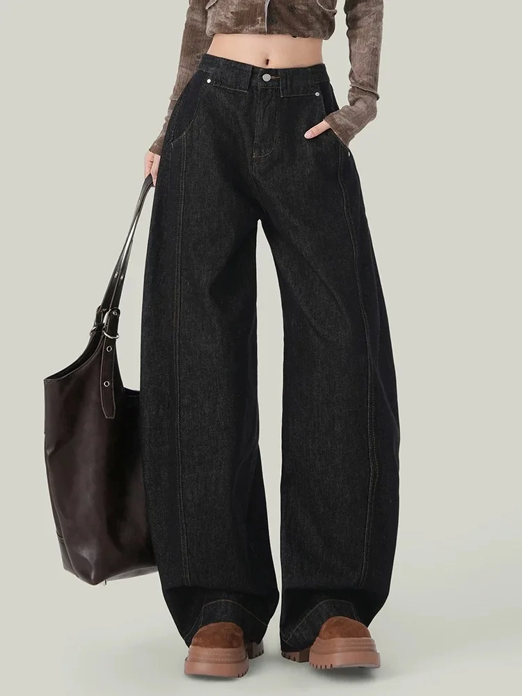 Jean à couteau incurvé Y2K pour femmes, pantalon rétro américain à jambes larges, ample, haut de gamme, tendance