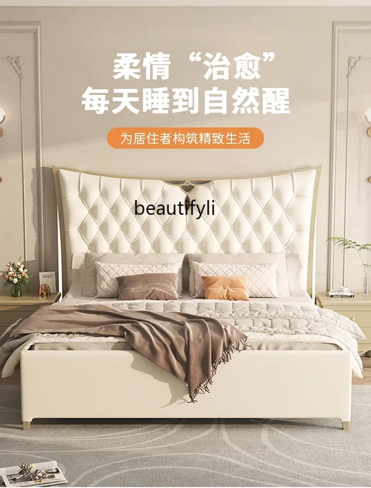 

Французская кровать A90, американская светлая роскошная кровать из цельного дерева, современная простая двуспальная кровать в главной спальне, европейская высококачественная атмосферная кровать-бабочка