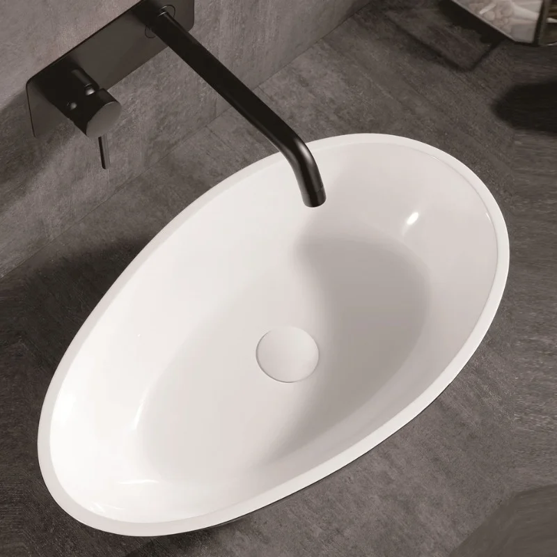 Tappo di scarico Pop-Up con copertura in ceramica bianca per lavabo da bagno