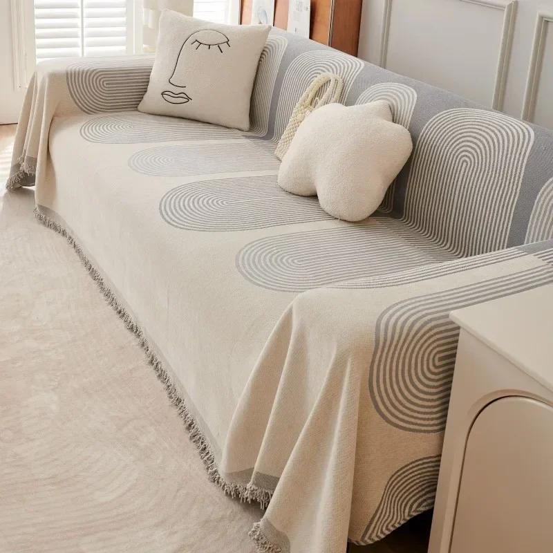 Chenille Jacquard Sofa Towel Printing Two-sided Sofa Towel All Inclusive Cover Cloth One-piece Type Antislip Couch Towel Blanket