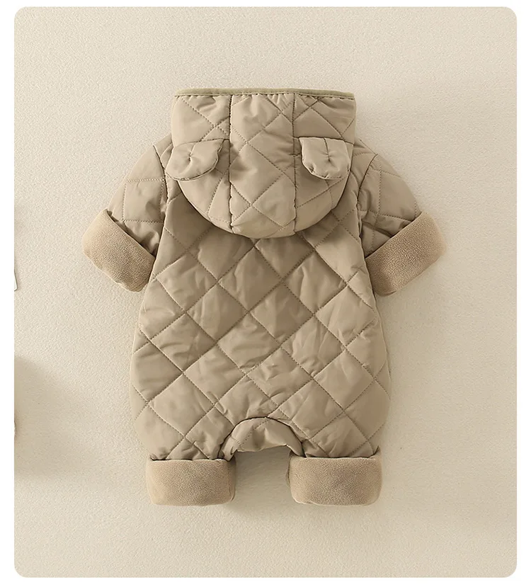 Aynigiell Spätherbst, Frühwinter Baby Overall dicke warme Säugling Kapuze in Fleece Stram pler Neugeborenen Jungen Mädchen Overalls – Detail 11