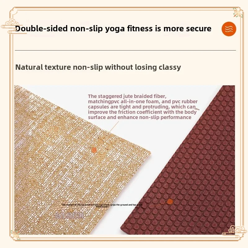 Neue Able PVC-Jute-Yogamatte, rutschfeste, schweißabsorbierende Fitness-Übungsmatte für Herren und Damen