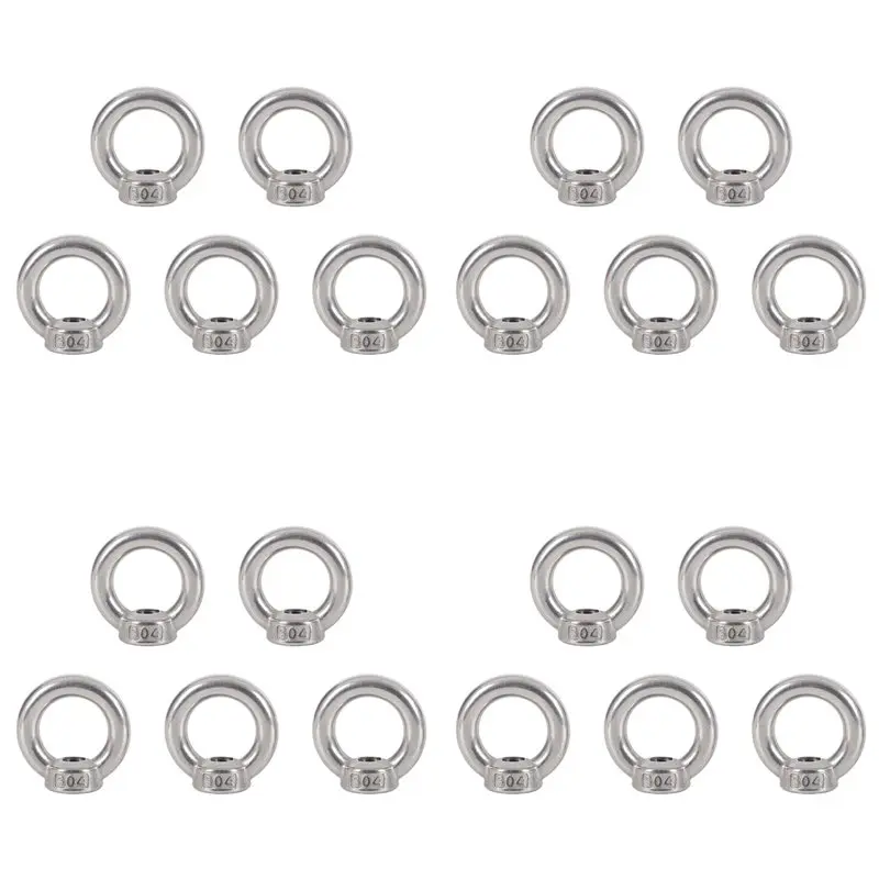 RMWIN-20X M10 Eye Nut Stainless Steel Marine Lifting Eye Nuts Ring Nut Eyelet For Cable Lifting
