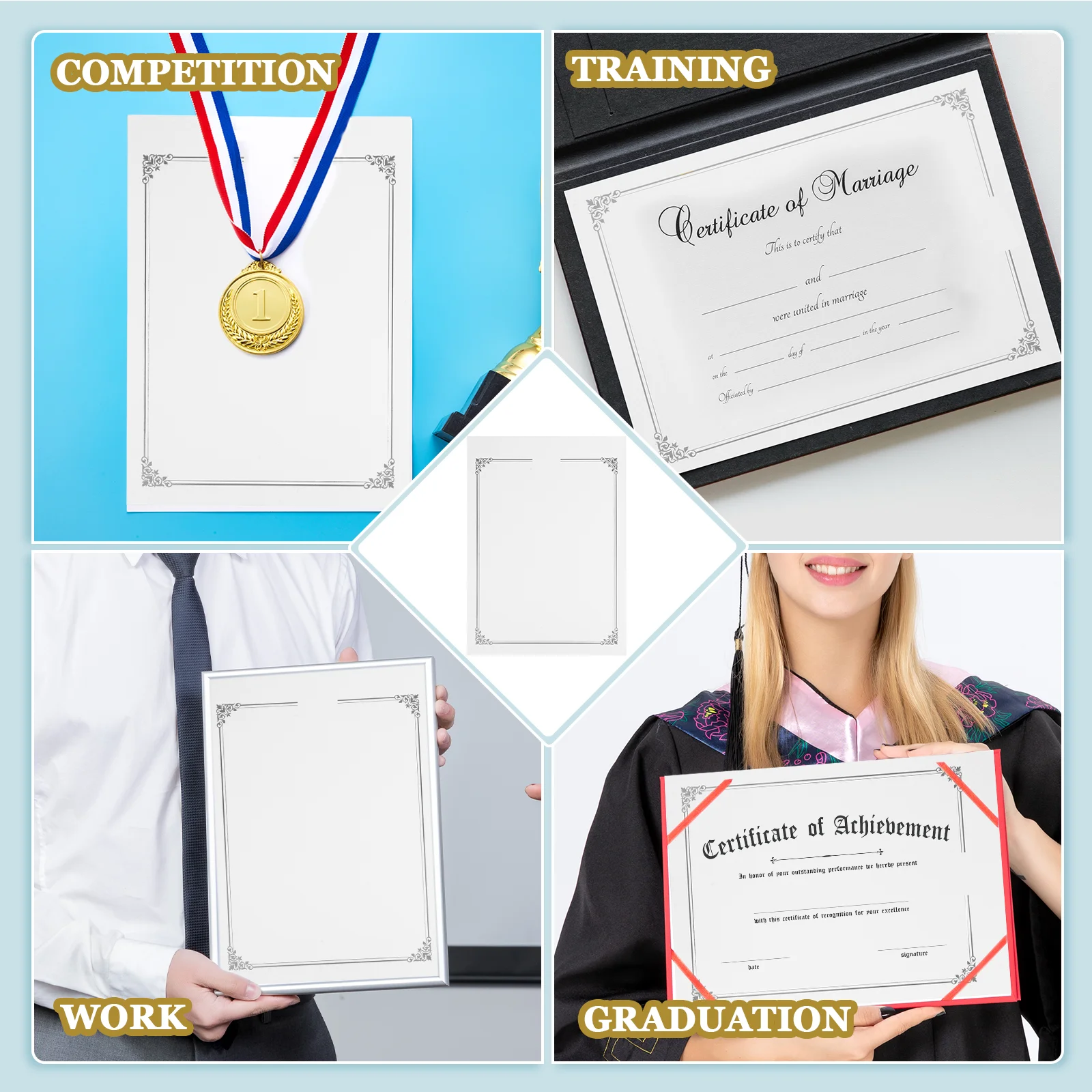 

10pcs Blank Diploma Foil Certificate Sheets Thick Silver Elegant Wear Resistant Long Lasting Printable Recognition Award