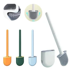 Toilet Brush Wall-mounted Silicone Flat Brush Head Cleaning Brush Set Toilet Bathroom Things for the Bathroom Accessories Wc