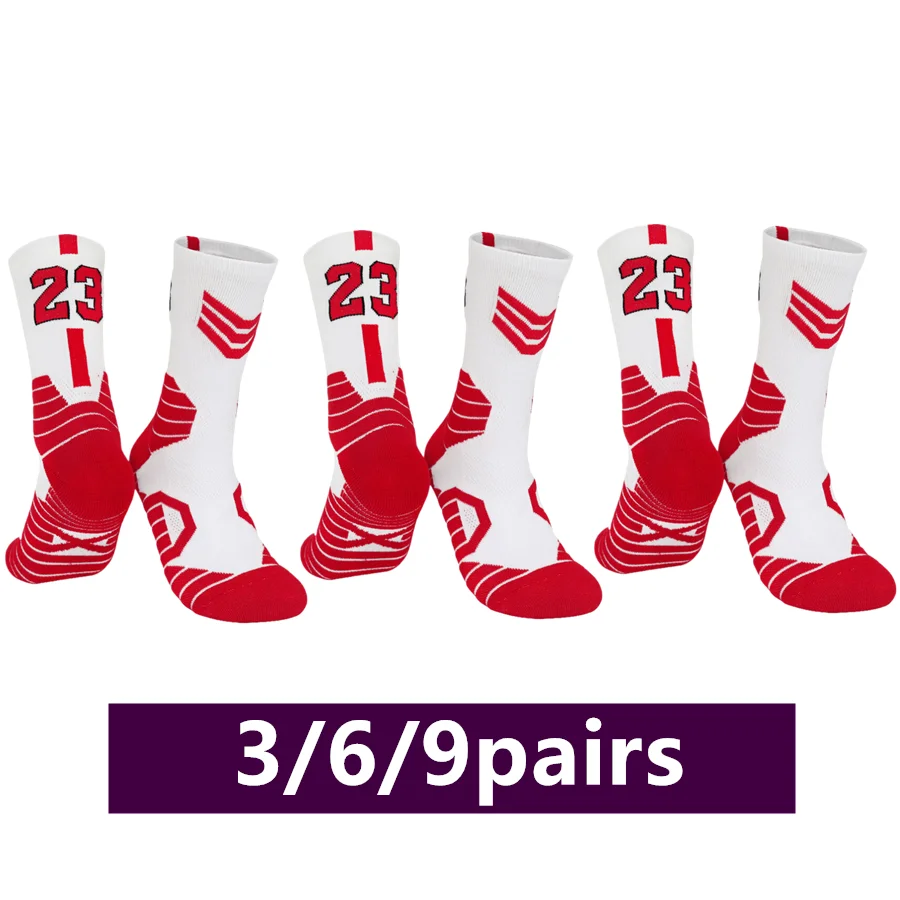 

3/6/9pairs unisex non slip grip football rugby basketball socks towel bottom breathable shockproof sports socks